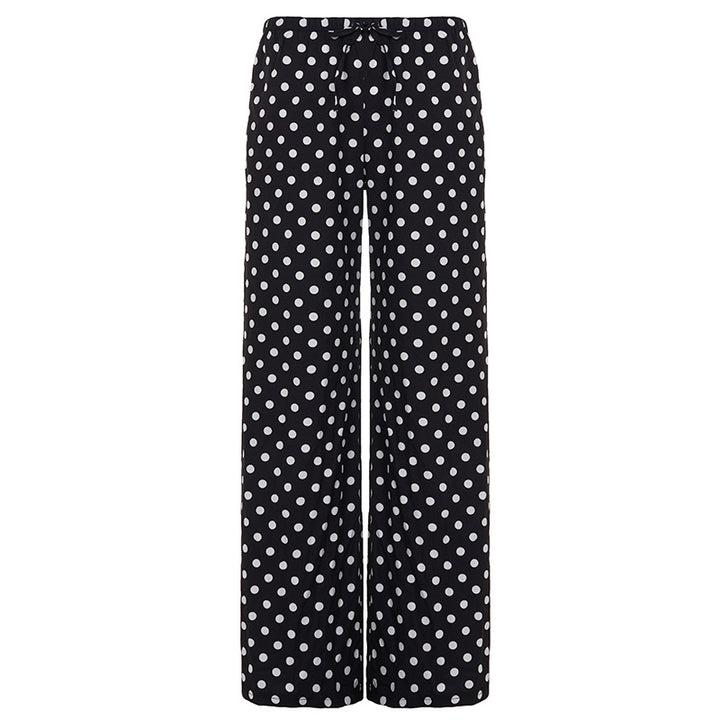Women nan wide palazzo pants with elastic waistband and polka dot pattern Mune Fashion