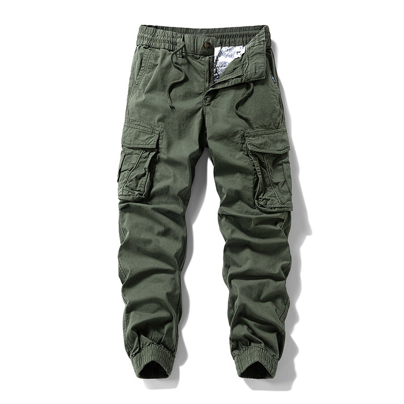 Herren Baumwoll‑Canvas Cargo‑Jogger mit elastischem Bund, Multifachtaschen und gerippten Knöchelabschlüssen Mune Fashion