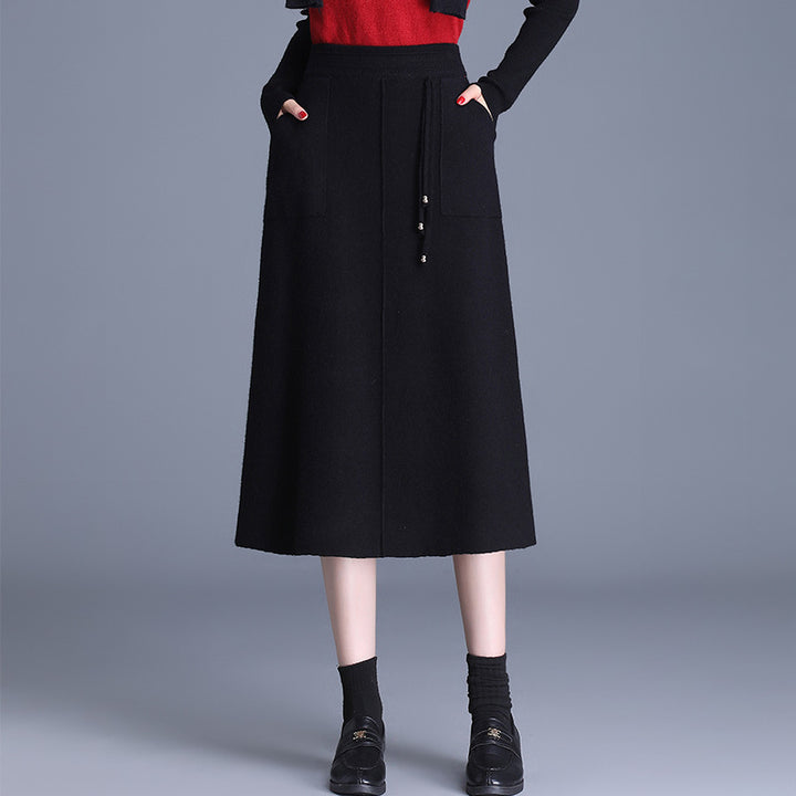 Women's Wide-Cut Midi Skirt with Practical Pockets Mune Fashion
