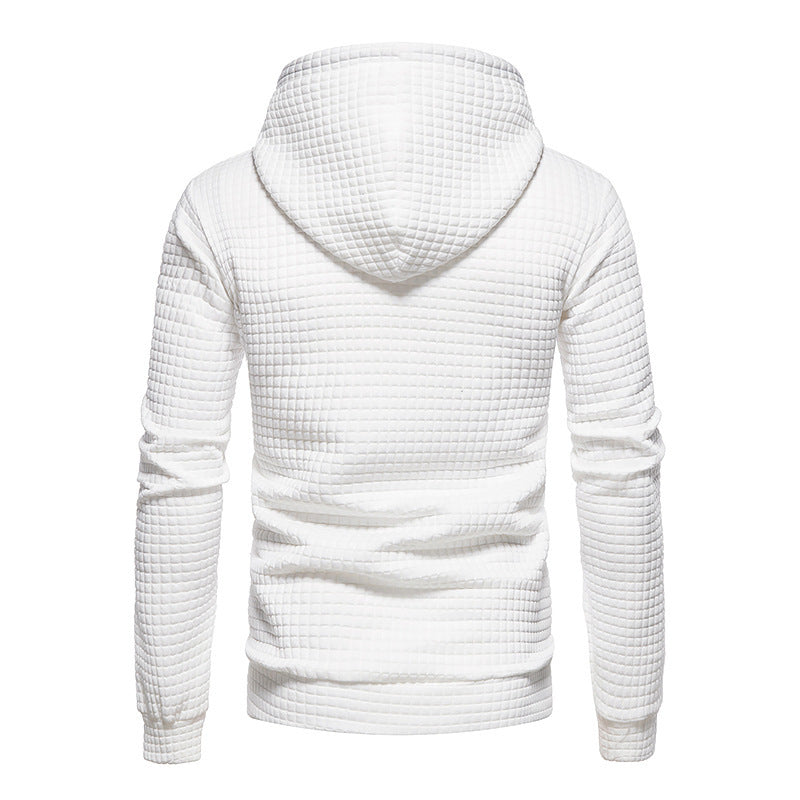 Men's structured hoodie with padded check quilted texture and kangaroo pocket Mune Fashion