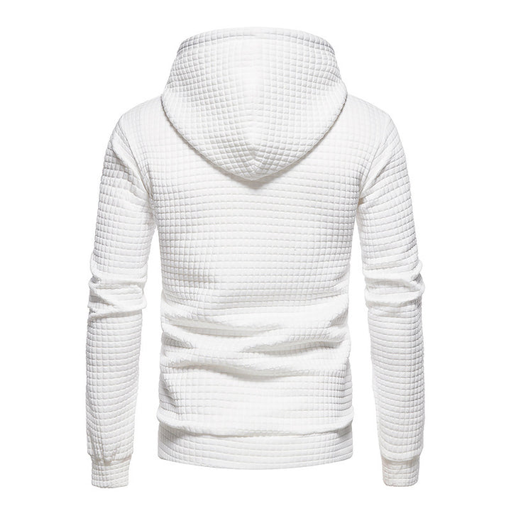 Men's structured hoodie with padded check quilted texture and kangaroo pocket Mune Fashion