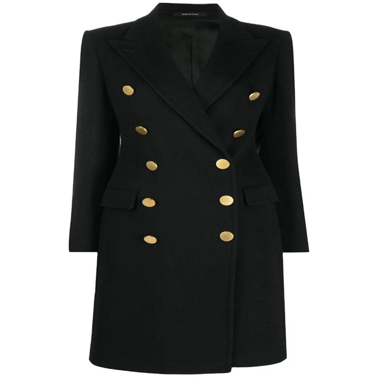 Women Military-inspired Tailored Longcoat in Tailoring with Decorative Metal Buttons Mune Fashion