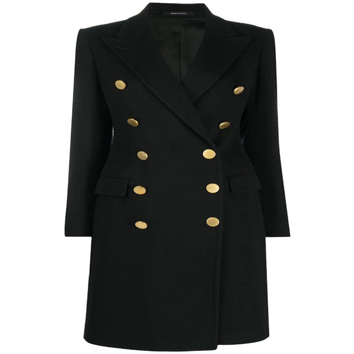 Women Military-inspired Tailored Longcoat in Tailoring with Decorative Metal Buttons Mune Fashion