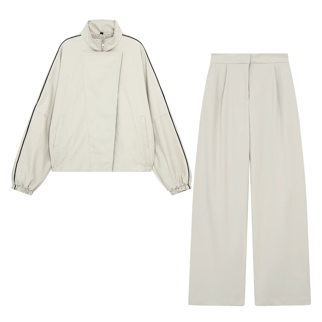 Women's wide high-cut fabric trousers with pleats and creases Mune Fashion