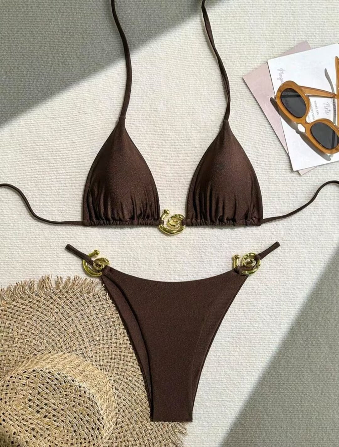 Women's Triangle Bikini with sophisticated Gold Detail Mune Fashion