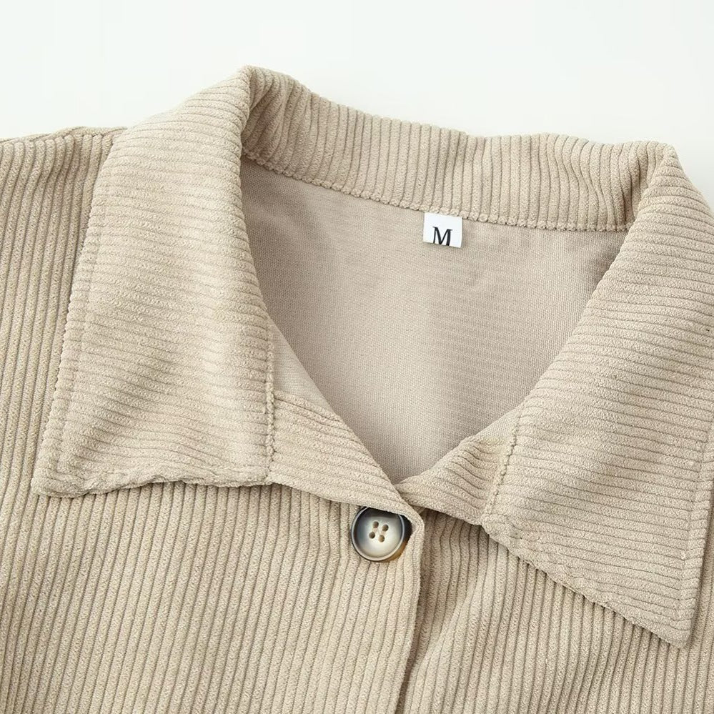 Women's long shirt tunic made of fine ribbed jersey with shirt collar and continuous button placket Mune Fashion