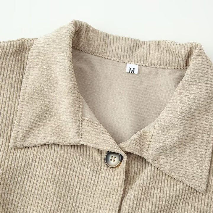 Women's long shirt tunic made of fine ribbed jersey with shirt collar and continuous button placket Mune Fashion