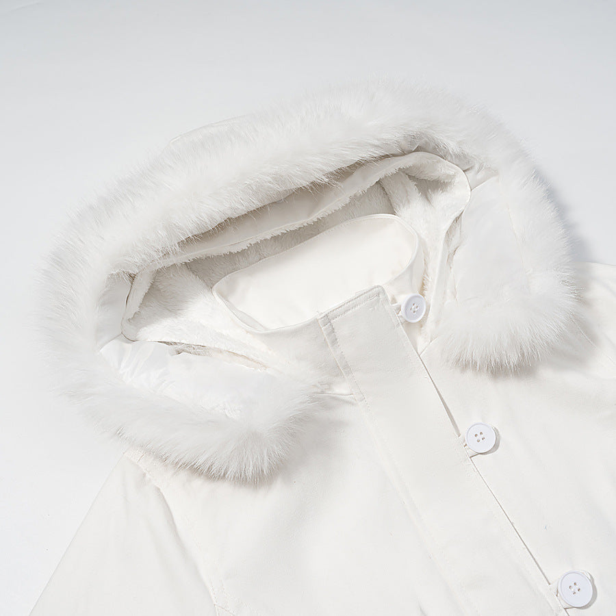 Women's short cut winter bomber jacket with hood and faux fur trim Mune Fashion