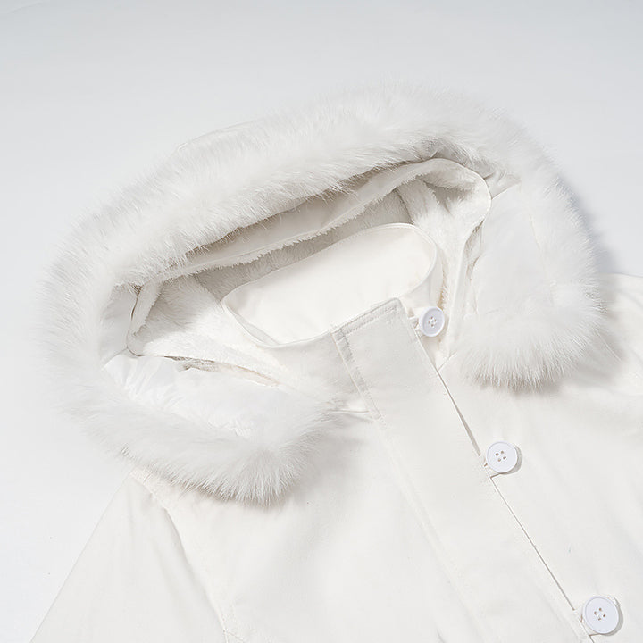 Women's short cut winter bomber jacket with hood and faux fur trim Mune Fashion