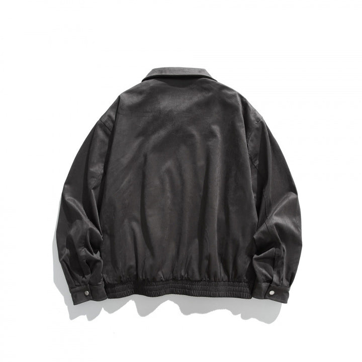 Men's short bomber-style jacket made of microfiber suede with zipper Mune Fashion