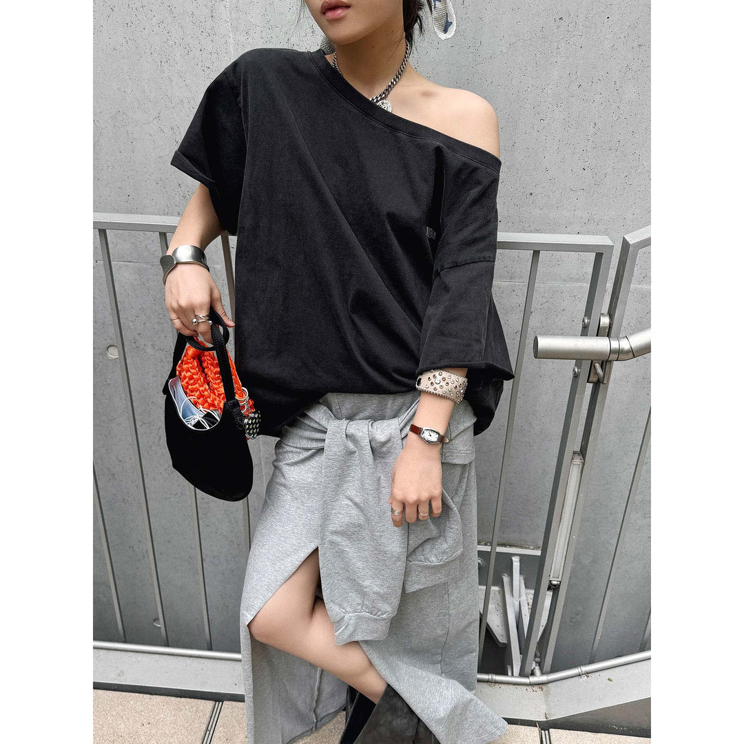 Women Oversized Mineral Wash T-Shirt with Dropped Shoulder and Wide Sleeve Mune Fashion