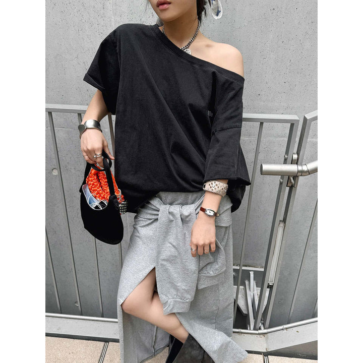 Women Oversized Mineral Wash T-Shirt with Dropped Shoulder and Wide Sleeve Mune Fashion