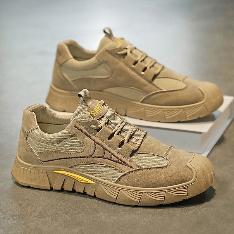 Men's Robust-Padded Retro-Trail-Sneaker made of Velour and Mesh Mix with Eye-Catching Profile Sole Mune Fashion
