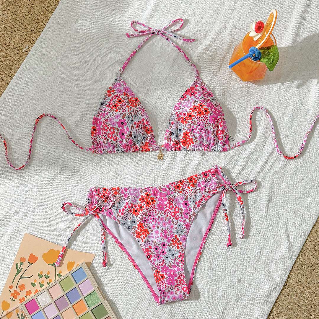 Women's Triangle Bikini Set with Adjustable Straps and Elastic Waist Mune Fashion