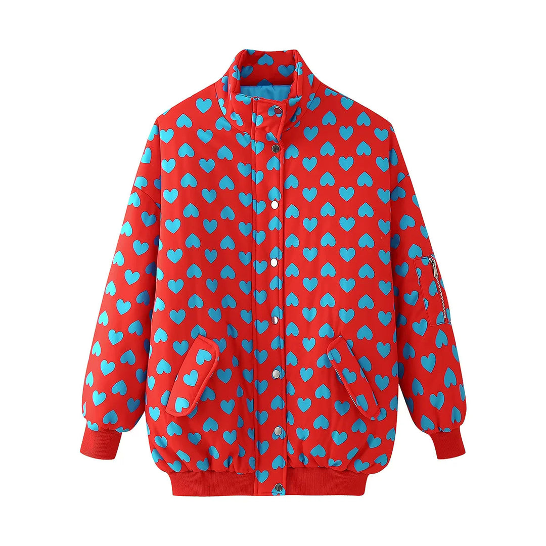 Women's non-quilted oversized bomber jacket with stand-up collar, elastic cuffs, and arm pocket Mune Fashion