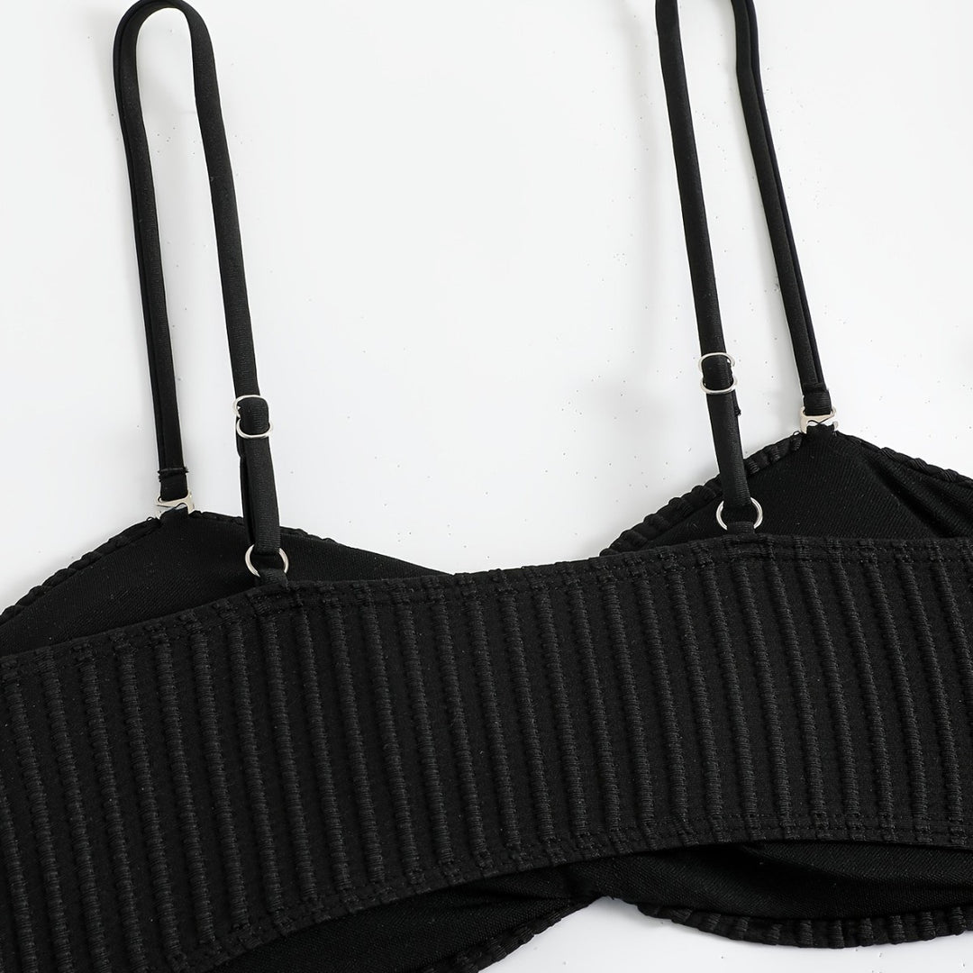 Women's Bikini Set with elegant ruffle detail and fashionable chain accents Mune Fashion