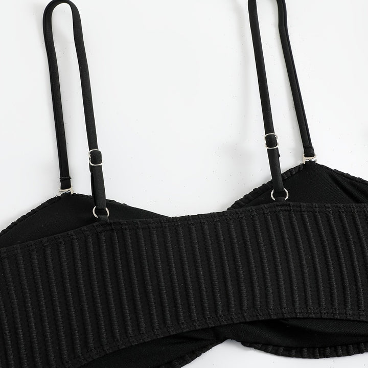 Women's Bikini Set with elegant ruffle detail and fashionable chain accents Mune Fashion