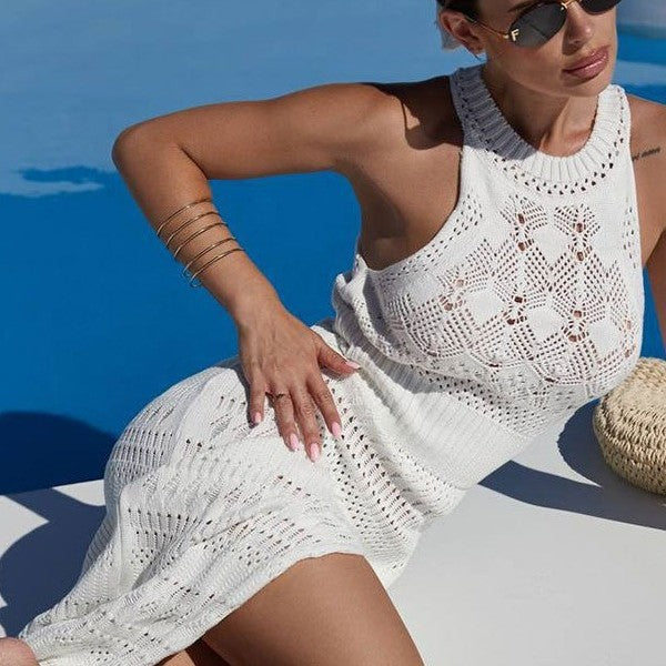 Women's Crochet Maxi Dress with Side Slit Mune Fashion