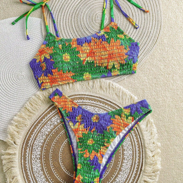 Women's Colorful Floral Pattern Bikini Set Mune Fashion