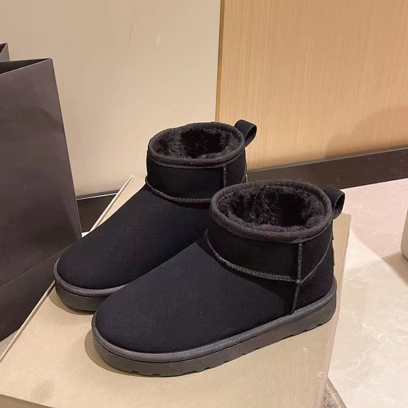 Women Lined Short-Ankle Boots made of Velour Imitation with Teddy Lining and Cushioning Platform Sole Mune Fashion