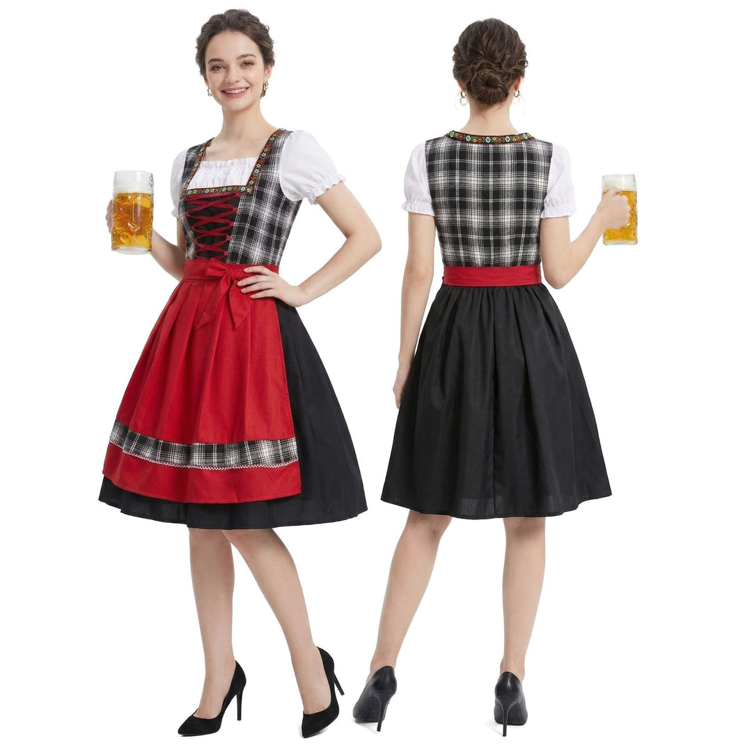 Women’s traditional costume dirndl with lacing, A-line skirt and bow apron Mune Fashion