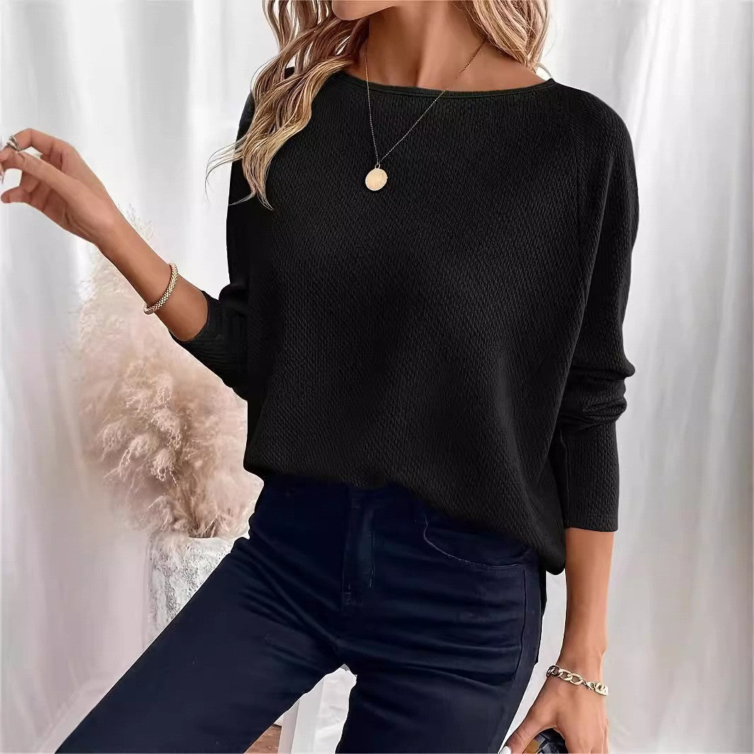 Ladies Lightweight Textured Knit Sweater with Boat Neck and Casual Fit Mune Fashion