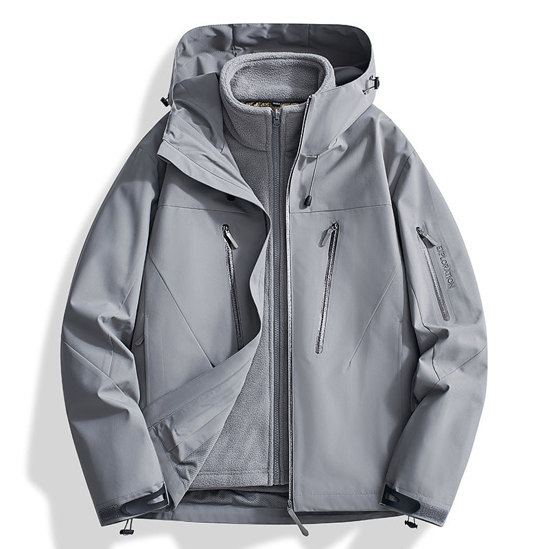 Men's two-in-one softshell outdoor jacket with detachable fleece inner jacket and waterproof zippers Mune Fashion