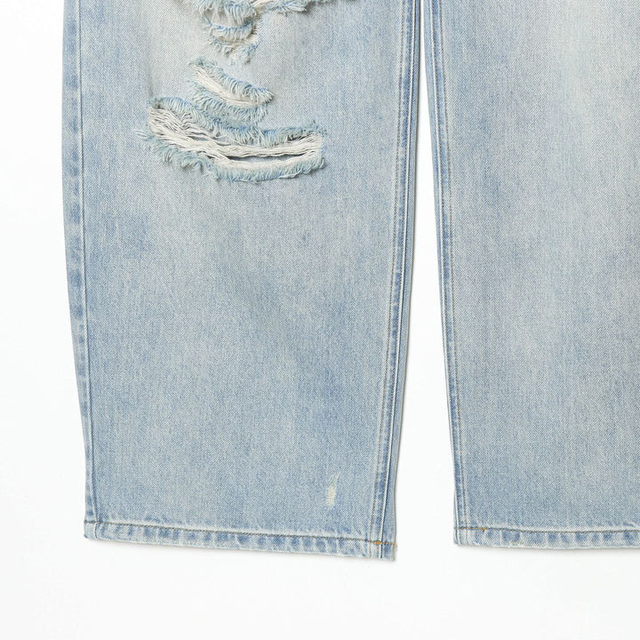 Women high-waisted wide jeans with straight leg, destroyed details and classic five-pocket fit Mune Fashion
