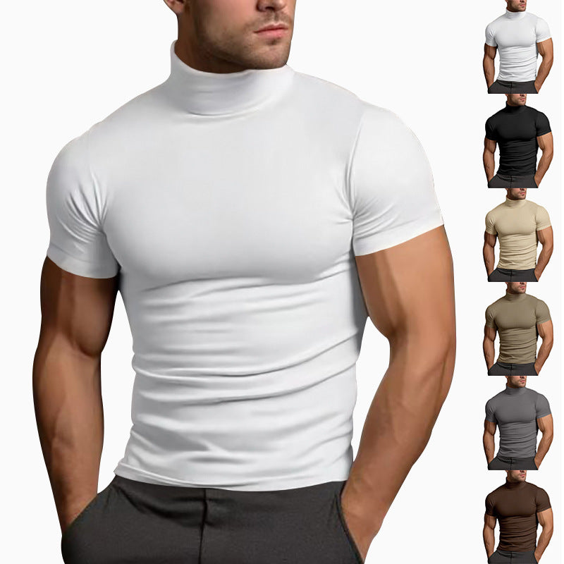 Men's body-hugging short-sleeve roll-neck shirt made of stretch jersey Mune Fashion