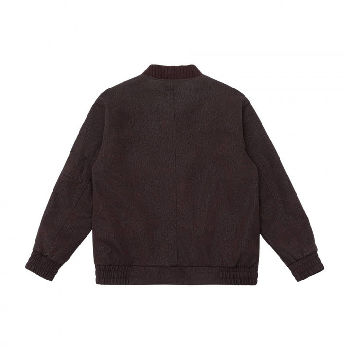 Men's Boxy Bomber Jacket with Textured Canvas Look, Ribbed Hem and Arm Pocket Mune Fashion
