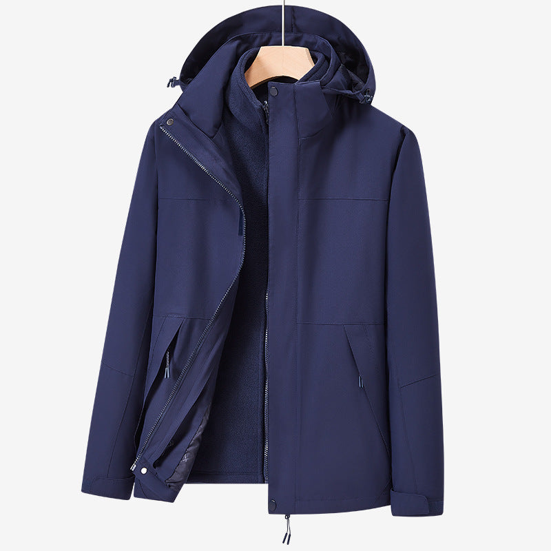 Unisex two-layer water-repellent outdoor jacket with hood and color block design Mune Fashion