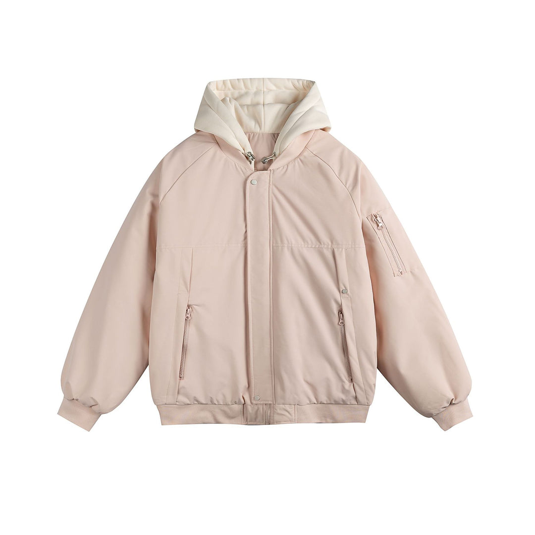 Men's Padded Oversize Bomber Jacket with Contrast Lined Hood and Sleeve Zipper Mune Fashion
