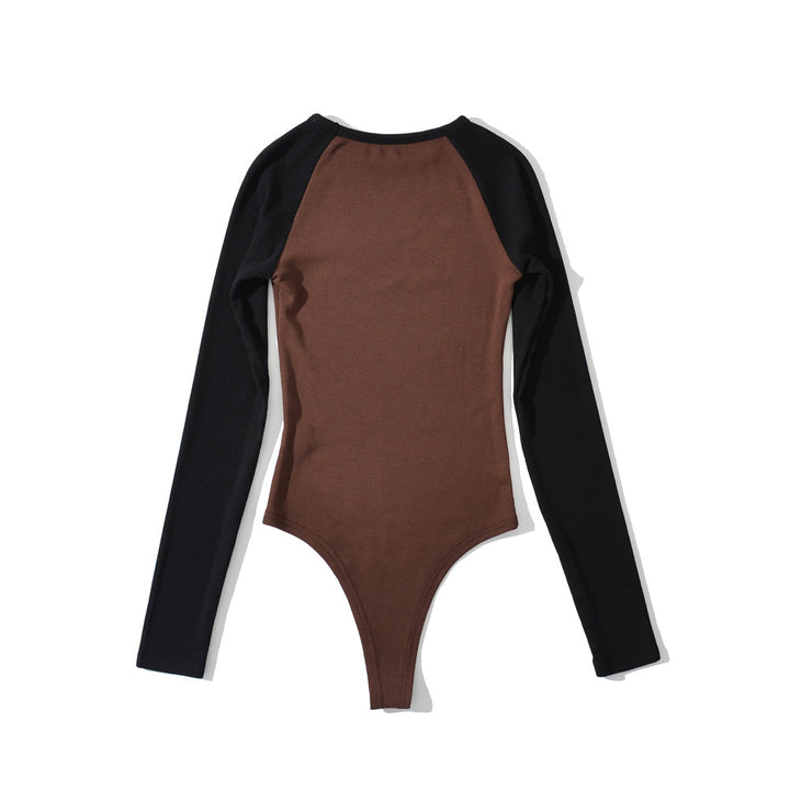 Women's raglan bodysuit with long sleeves, ribbed texture and snap closure Mune Fashion