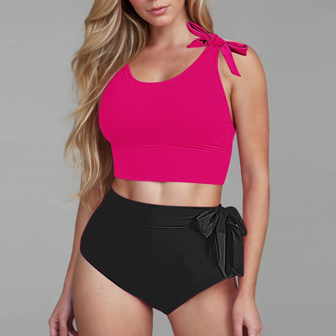 Women's High-Waisted Bikini Set with Playful Bows Mune Fashion