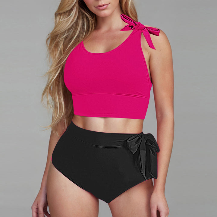 Women's High-Waisted Bikini Set with Playful Bows Mune Fashion