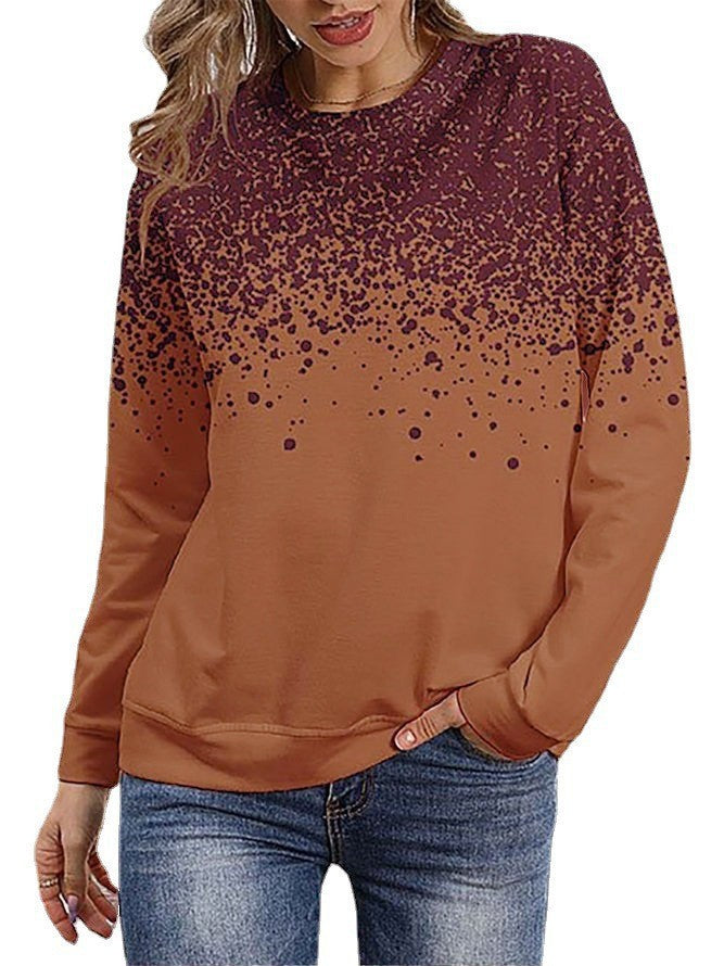 Women's sweatshirt with gradient dot print and round neck Mune Fashion