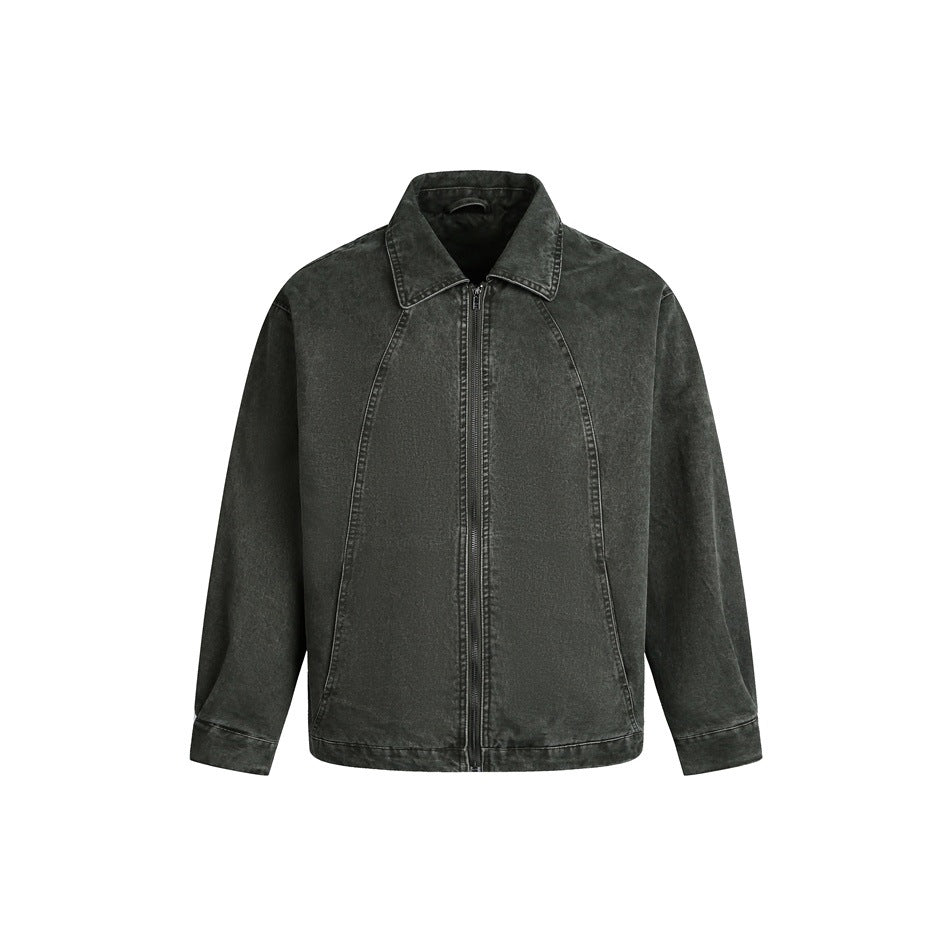 Men's Boxy Denim Jacket in Vintage Wash with Raglan Seams Mune Fashion