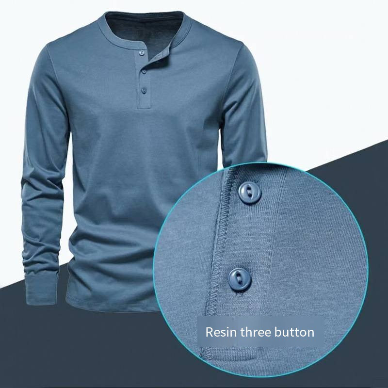 Men's Long Sleeve Henley Shirt made of breathable cotton blend Mune Fashion