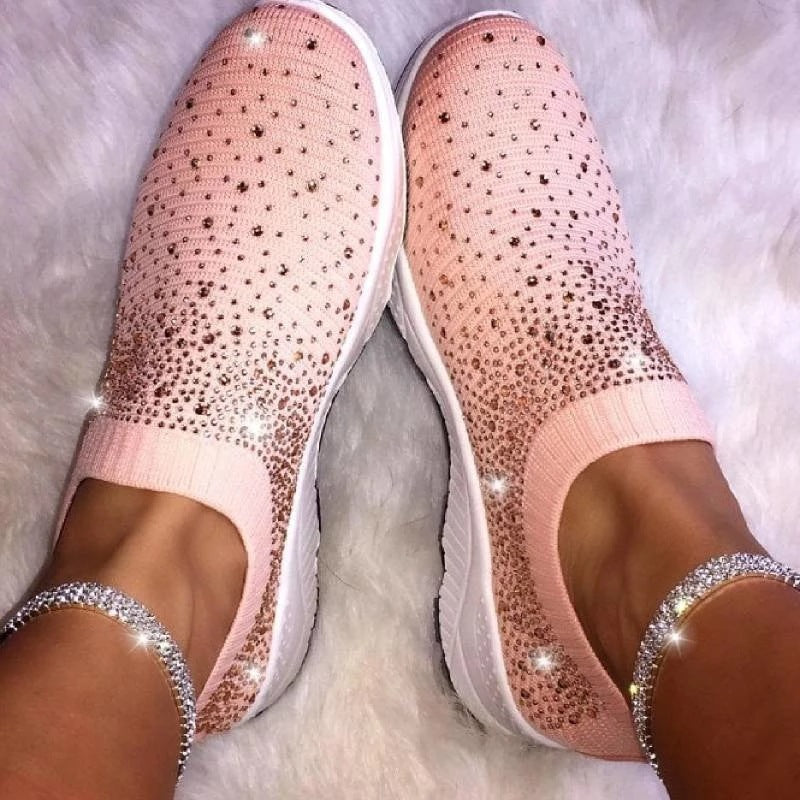 Women’s Elastic Knit Sneakers with Gemstone Detailing Mune Fashion