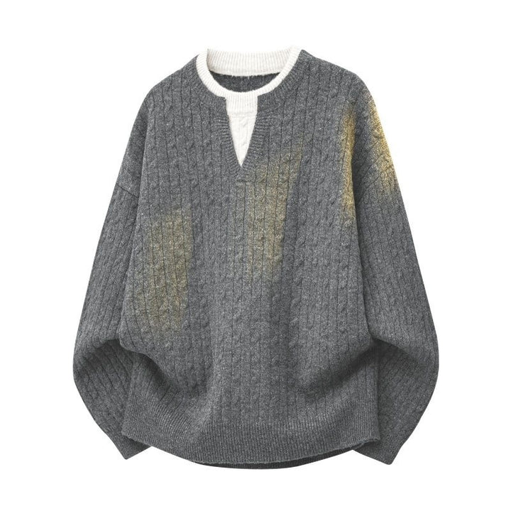 Women Oversize Cable Knit Sweater with High Roll Neck and Button Placket Mune Fashion