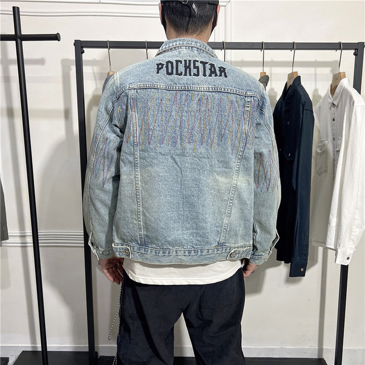 Men's Fashion Denim Jacket with Creative Applications Mune Fashion