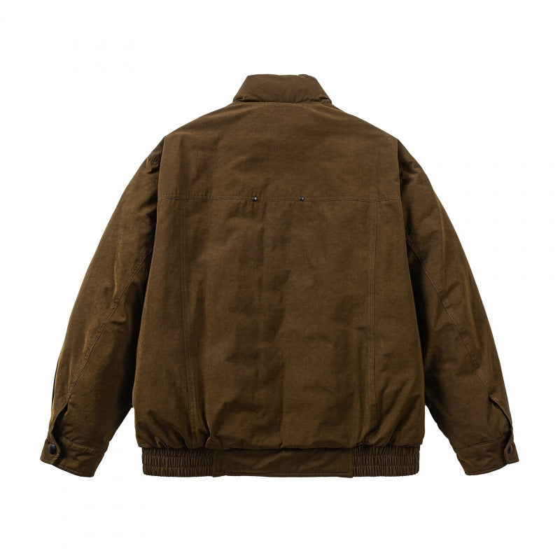 Men's Oversized Bomber Jacket made of Suede Look with High Standing Collar and Elastic Hem Mune Fashion