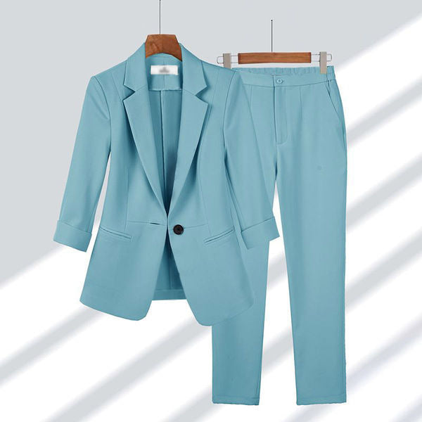 Women's Two-Piece Business Suit Set with Tailored Blazer and Slim Pants Mune Fashion