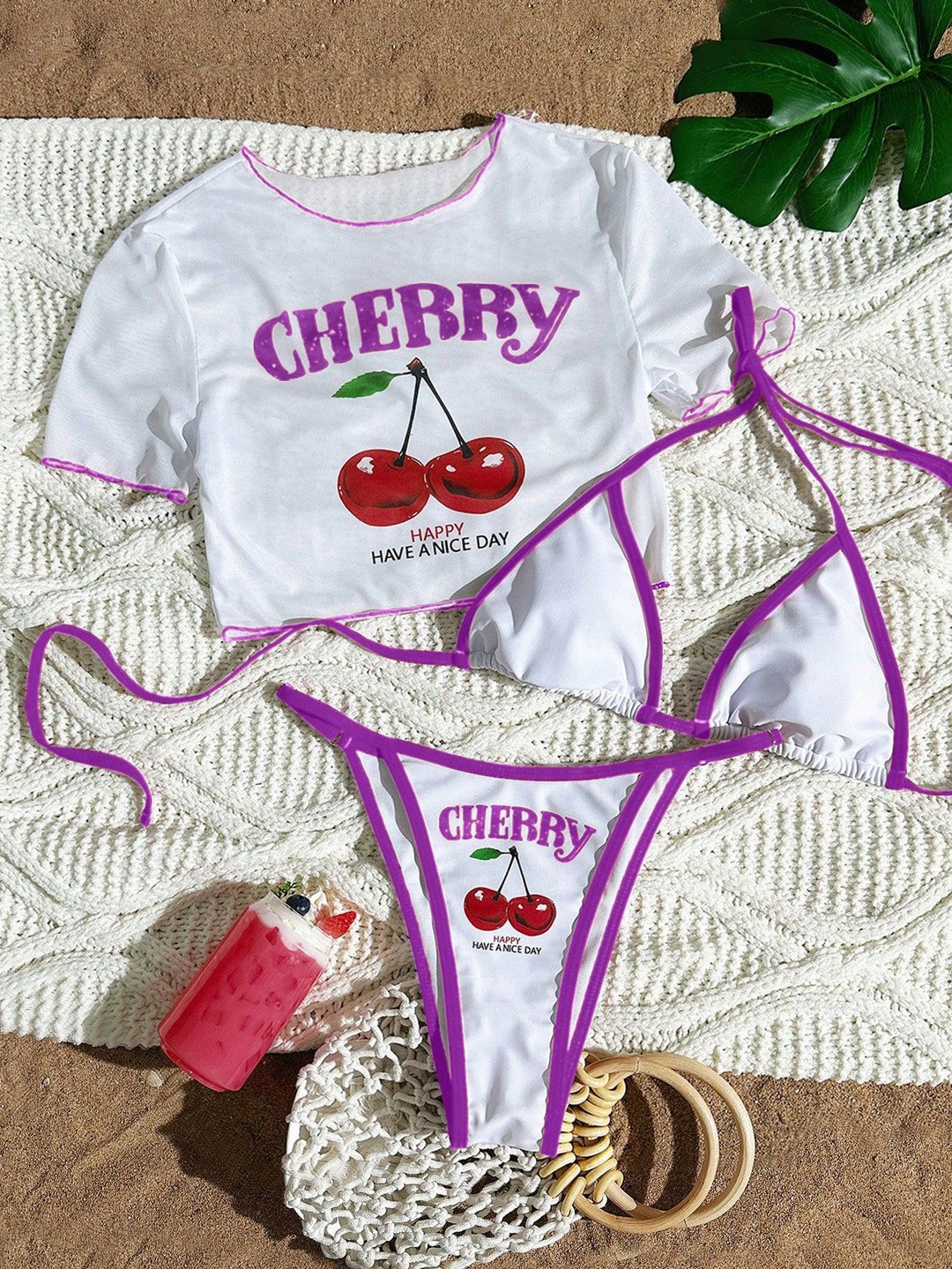 Women's bikini set with creative cherry design Mune Fashion