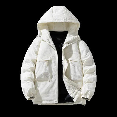 Men's Padded Ripstop Parka with Hood Oversized Cut and Integrated Shoulder Bag Mune Fashion