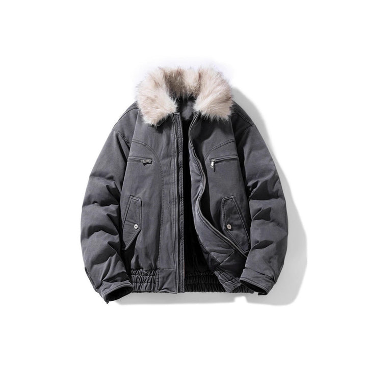 Men's padded bomber jacket with cozy faux fur collar and multiple pockets Mune Fashion