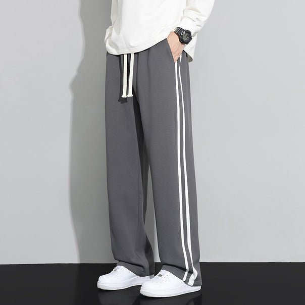 Men's sporty leisure pants with side stripes