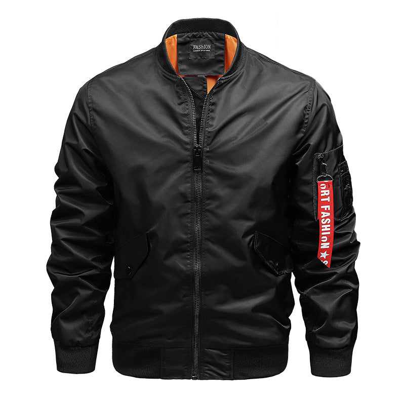 Men's pilot bomber jacket with utility arm pocket and wind-resistant outer layer Mune Fashion