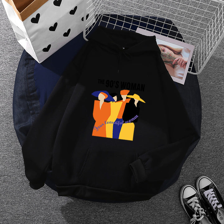 Women's oversized hoodie with 90s illustration print, brushed fleece, and kangaroo pocket Mune Fashion