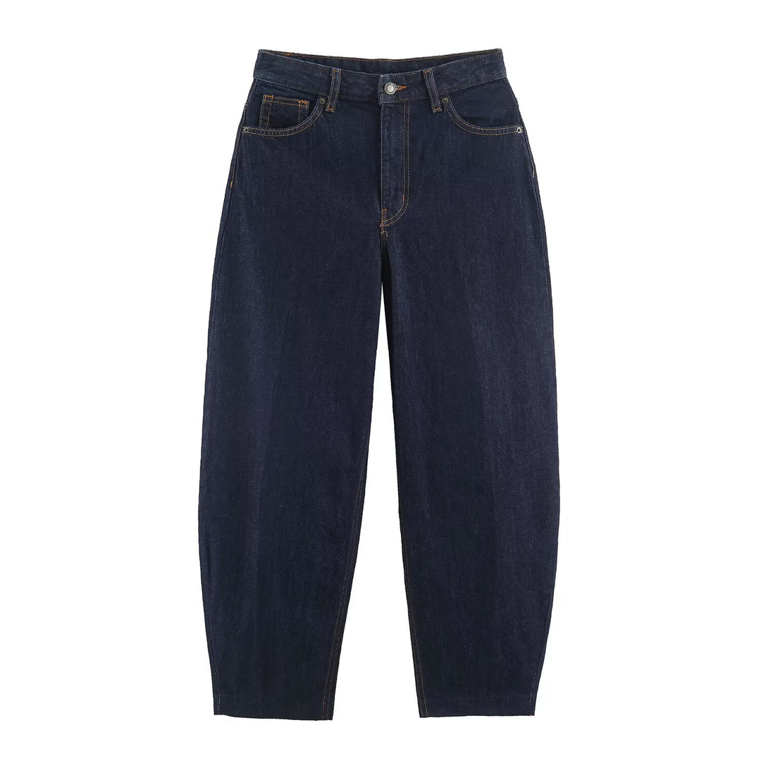 Women High-Waisted Relaxed-Fit Jeans with Tapered Leg Drune